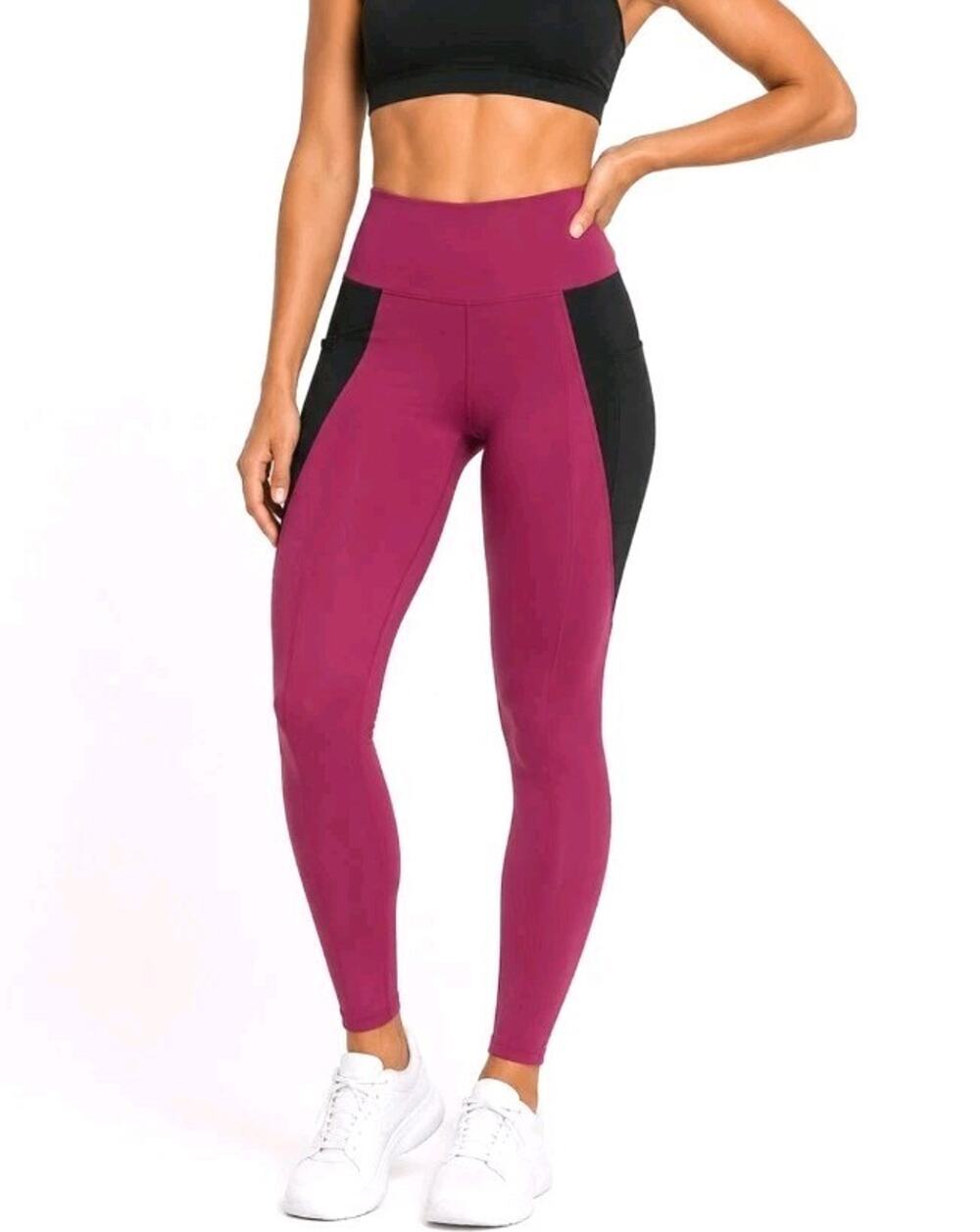 Koral ~Woman Size S~ Raspberry/Black Leggings NWOT.